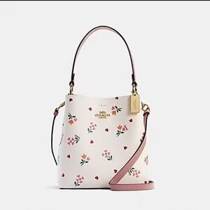 Coach White and Pink Floral Shoulder Bag